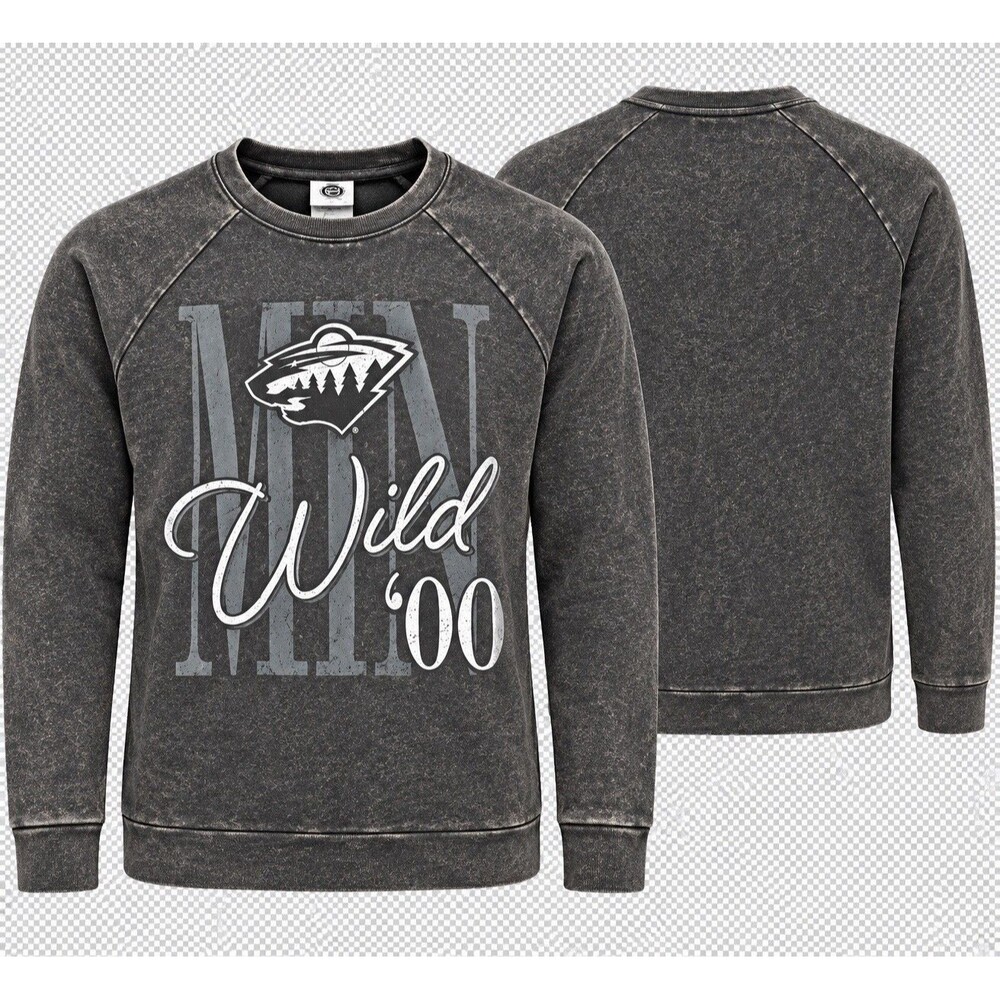 Minnesota Wild ’00 Crewneck Sweatshirt Acid Wash Gray NHL NWT M